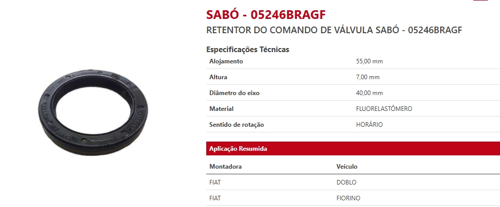 Retentor Comando Válvula